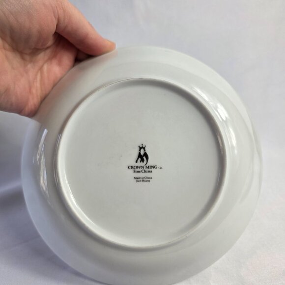 TWO Crown Ming Queen's Lace Soup Bowls White Flowers Platinum Trim - Picture 15 of 16